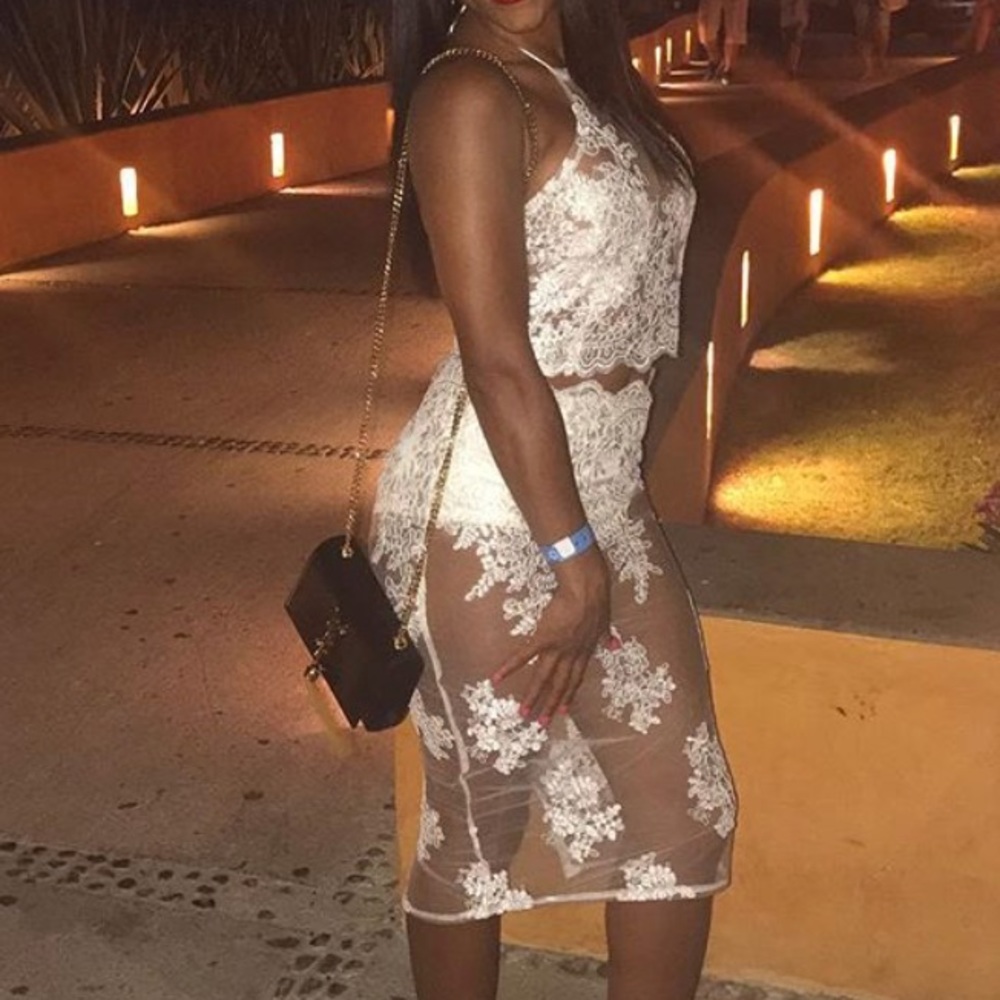 2 piece white skirt and top.